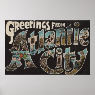 Atlantic City, New Jersey - Large Letter Scenes 3 Poster