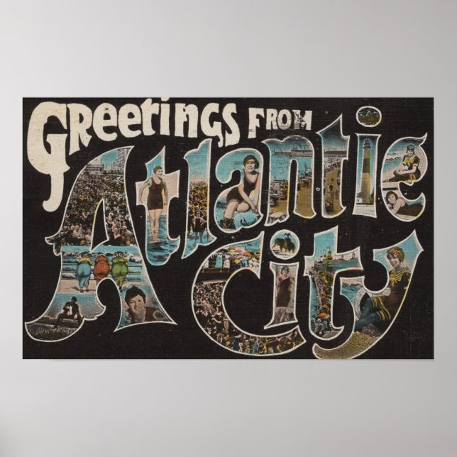 Atlantic City, New Jersey - Large Letter Scenes 3 Poster (Vorne)