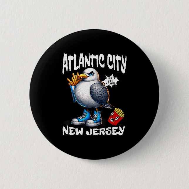 Atlantic City New Jersey Möwe Pommes Funn Button (Vorderseite)