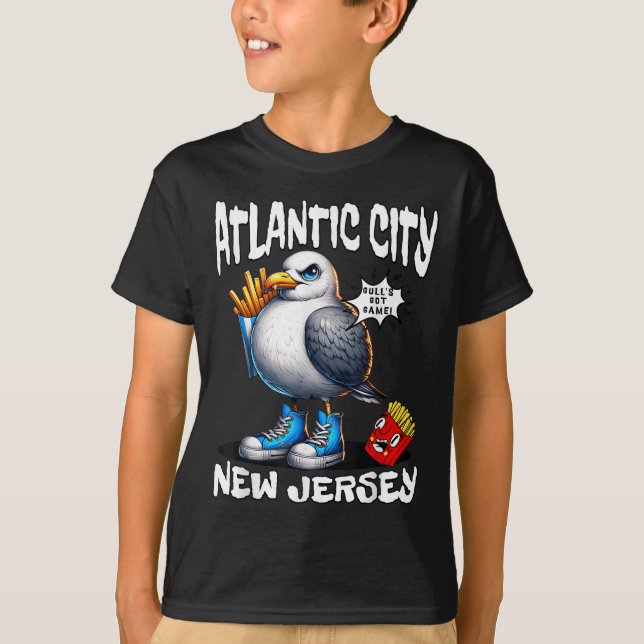 Atlantic City New Jersey Möwe Pommes Funn T-Shirt (Vorderseite)