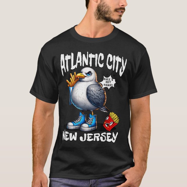 Atlantic City New Jersey Möwe Pommes Funn T-Shirt (Vorderseite)