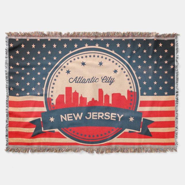 Atlantic City New Jersey Retro Skyline Decke (Vorderseite)