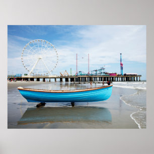 Atlantic City New Jersey - Rettungsboot Strandprom Poster