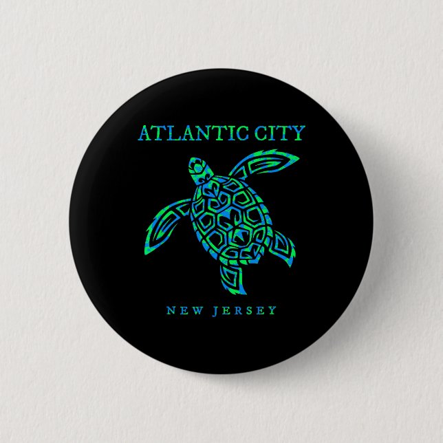 Atlantic City New Jersey Sea Turtle Boys Girls Tod Button (Vorderseite)
