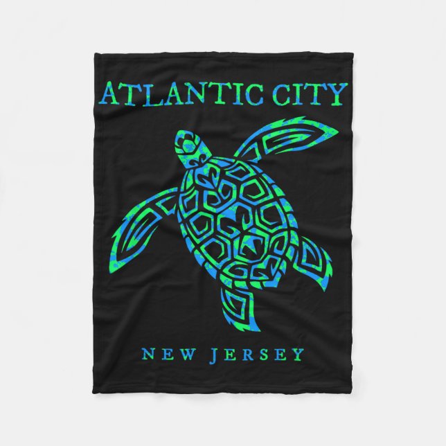 Atlantic City New Jersey Sea Turtle Boys Girls Tod Fleecedecke (Vorderseite)