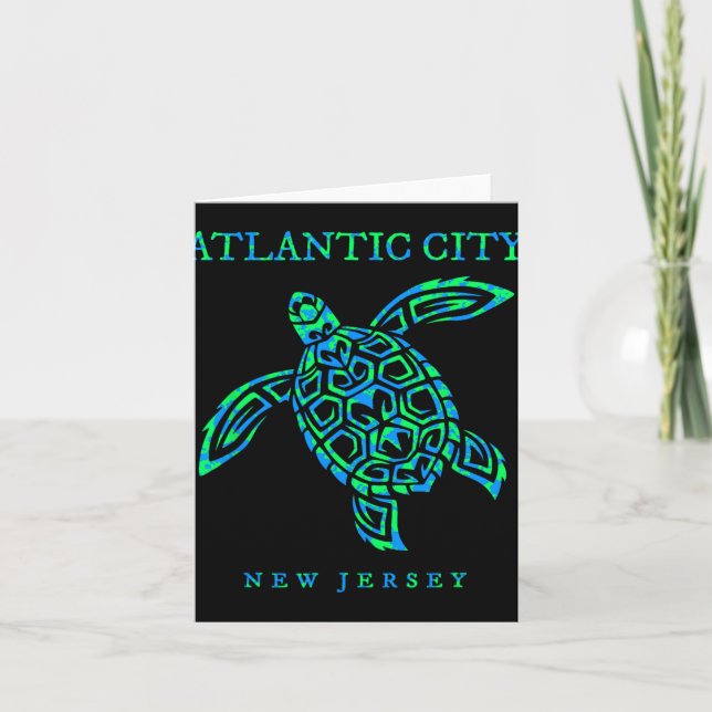Atlantic City New Jersey Sea Turtle Boys Girls Tod Karte (Vorderseite)