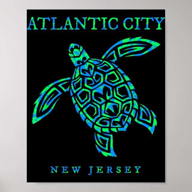 Atlantic City New Jersey Sea Turtle Boys Girls Tod Poster (Vorne)
