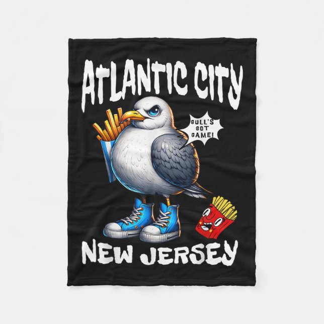 Atlantic City New Jersey Seagull French Fries Funn Fleecedecke (Vorderseite)