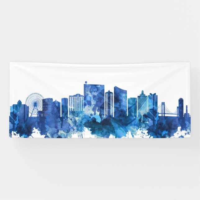 Atlantic City New Jersey Skyline Blue Banner (Horizontal)