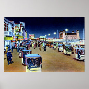 Atlantic City New-Jersey Stuhl-Parade nachts Poster