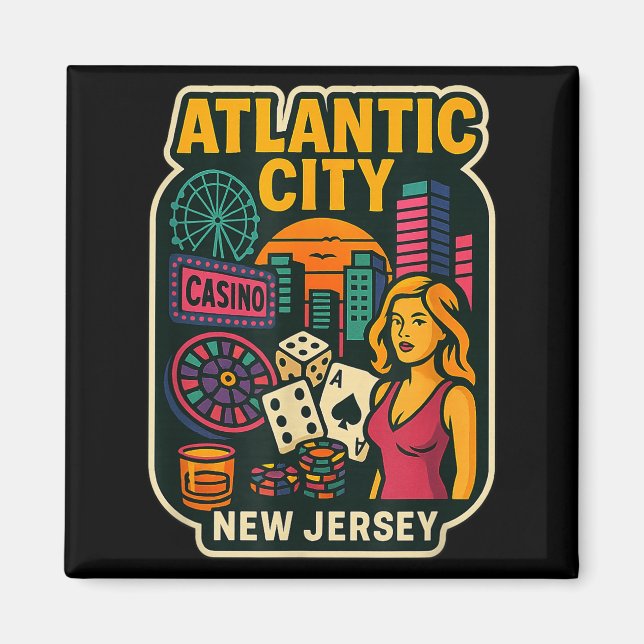 Atlantic City New Jersey Vacation Casino Gaming Ga Magnet (Vorne)
