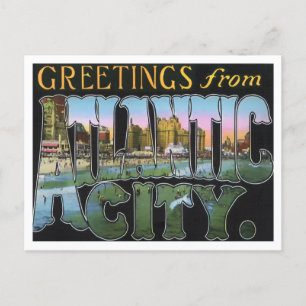 Atlantic City, New Jersey Vintage Große Buchstaben Postkarte