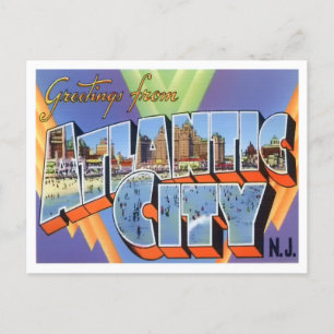 Atlantic City, New Jersey Vintage Große Buchstaben Postkarte