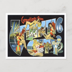 Atlantic City, New Jersey Vintage Große Buchstaben Postkarte