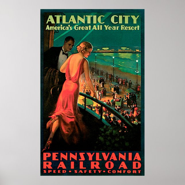 Atlantic City New Jersey Vintage Travel Poster (Vorne)