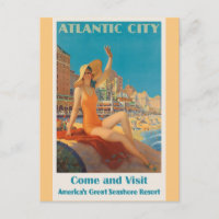 Atlantic City New Jersey Vintage Travel Poster