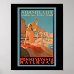 Atlantic City New-Jersey Vintages Reise-Plakat Poster