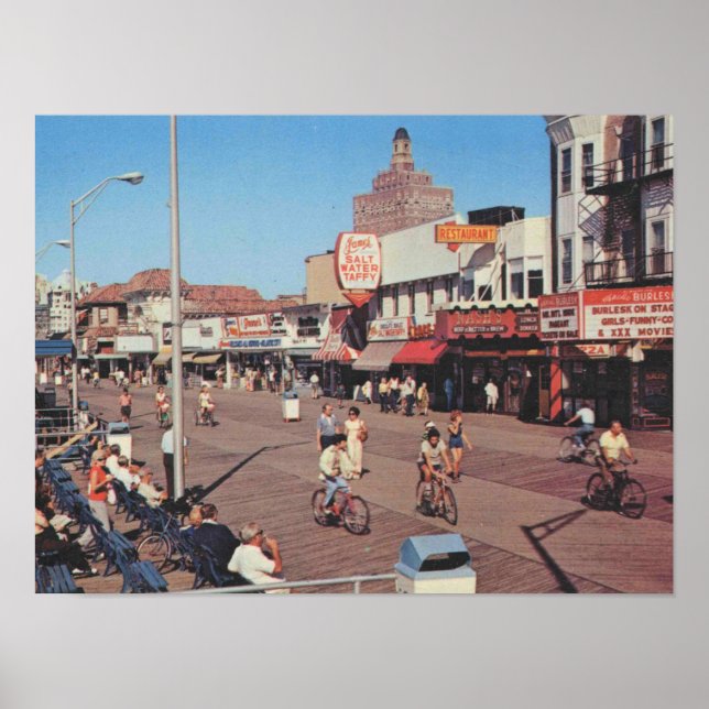 Atlantic City NJ, Bike Riding on the Boardwalk Poster (Vorne)