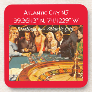 Atlantic City NJ Map Koordiniert Vintage Style Getränkeuntersetzer