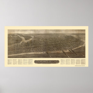 Atlantic City, NJ Panoramic Map - 1910 Poster