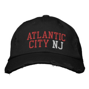 ATLANTIC CITY NJ Red White auf Black Vintag Style Bestickte Baseballkappe