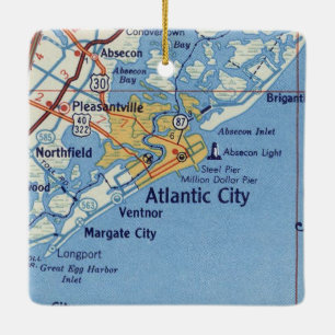 Atlantic City NJ Retro Map Keramikornament