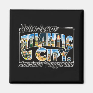 Atlantic City Nj Vintage Stcard Souvenir T-Shirt Magnet