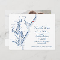 Atlantic City NJ Wedding Elegant Navy Map