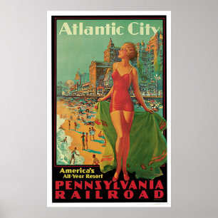 Atlantic City Pennsylvania Railroad Vintage Poster