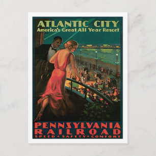 Atlantic City Pennsylvania Railroad Vintage Postkarte