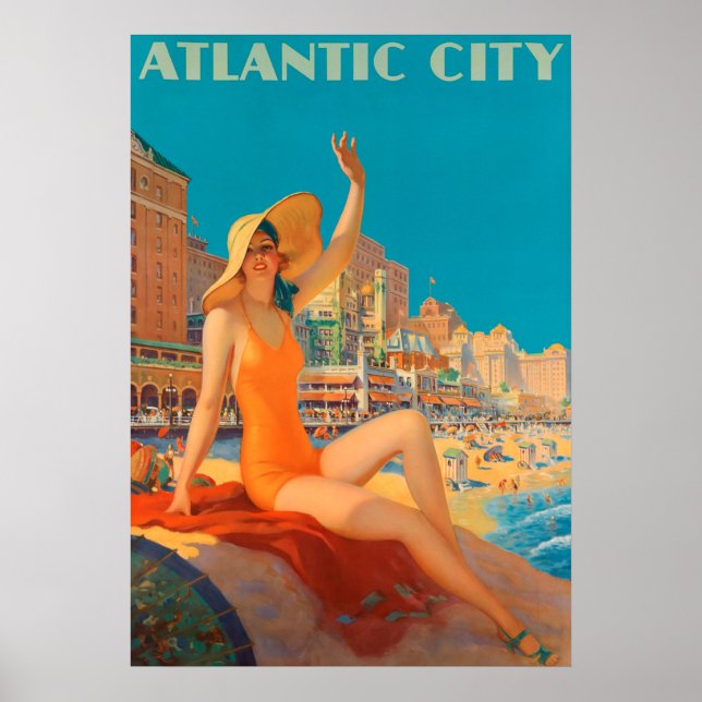 Atlantic City, Pennsylvania Vintage Travel Poster (Vorne)