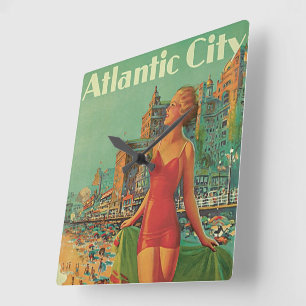 Atlantic City Resort, Pennsylvania Railroad Reise Quadratische Wanduhr