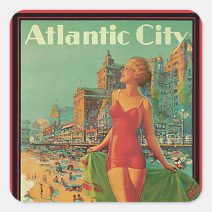 Atlantic City Resort, Pennsylvania Railroad Reise Quadratischer Aufkleber