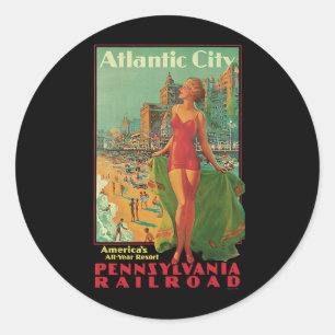 Atlantic City Resort, Pennsylvania Railroad Reise Runder Aufkleber