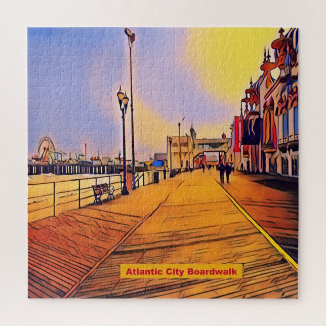 Atlantic City Strand-Promenaden-Pop-Kunst Puzzle (Vertikal)