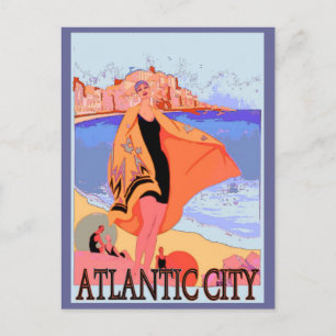 Atlantic City Vintage Poster 2 Postkarte