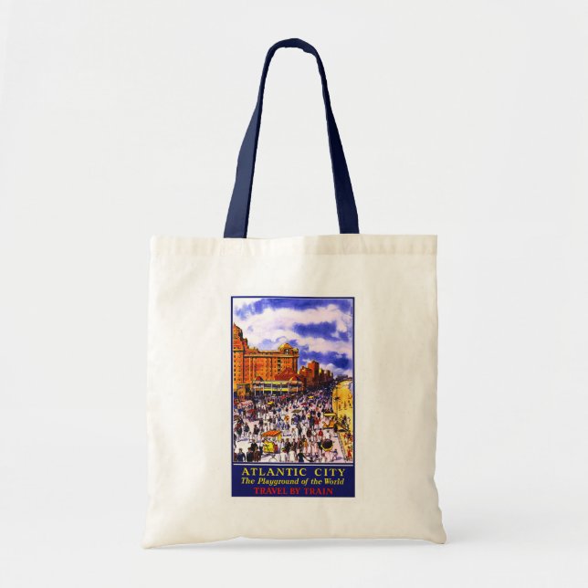 "Atlantic City" Vintage Reise-Plakat-Tasche Tragetasche (Vorne)