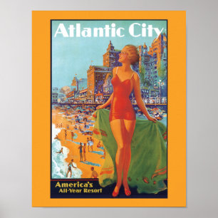 Atlantic City Vintage Reiseplakat Poster