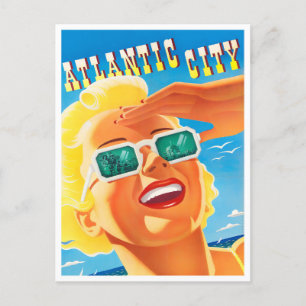 Atlantic City Vintage-Reisepostkarte Postkarte