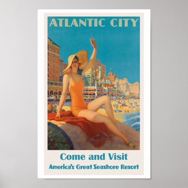 Atlantic City Vintage Travel Poster (Vorne)