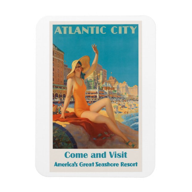 Atlantic City Vintage Travel Poster Magnet (Vertikal)