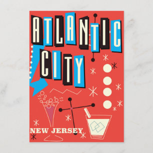 Atlantic City Vintages spielendes Reiseplakat Einladung