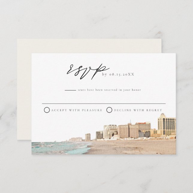 ATLANTIC CITY Wasserfarbe UAWG Postkarte (Vorne/Hinten)