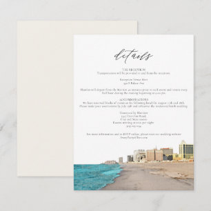 ATLANTIC CITY Watercolor Beach Skyline - Detailkar Einladung