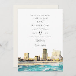 ATLANTIC CITY Watercolor Skyline Wedding Einladung