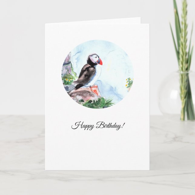 Atlantic Puffin Birthday Card Karte (Vorderseite)