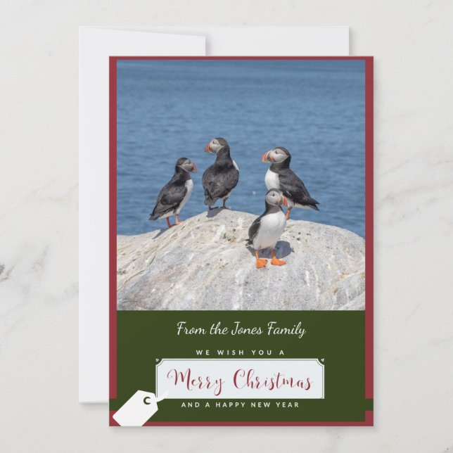 Atlantic Puffin Christmas Card Feiertagskarte (Vorderseite)