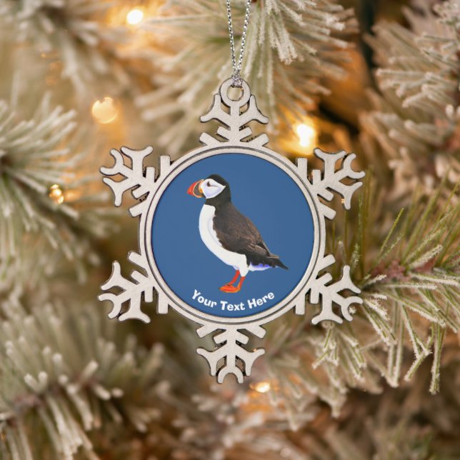 Atlantic Puffin Schneeflocken Zinn-Ornament (Baum)