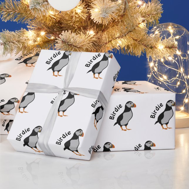 Atlantic Puffin Stehend die Viel Glück Birdie Geschenkpapier (Feiertage)