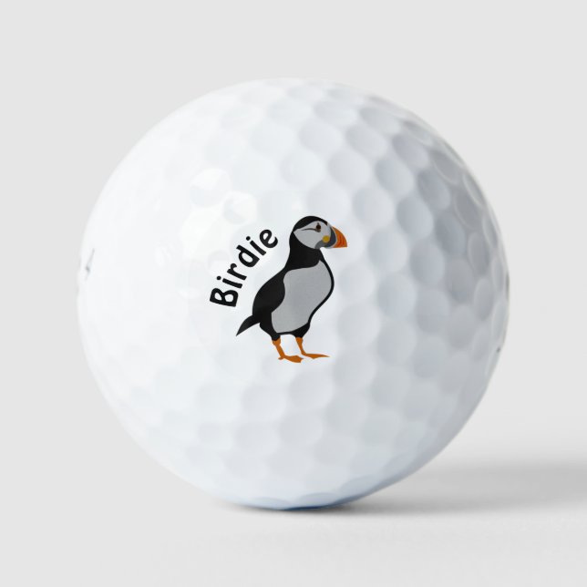 Atlantic Puffin Stehend die Viel Glück Birdie Golfball (Vorderseite)